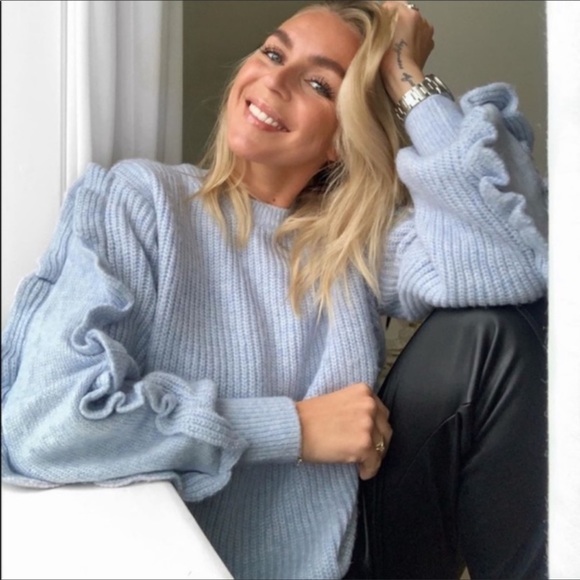 NWT Zara 🦋Bloggers Fave🦋 Flounce Knit Sweater - Picture 6 of 14